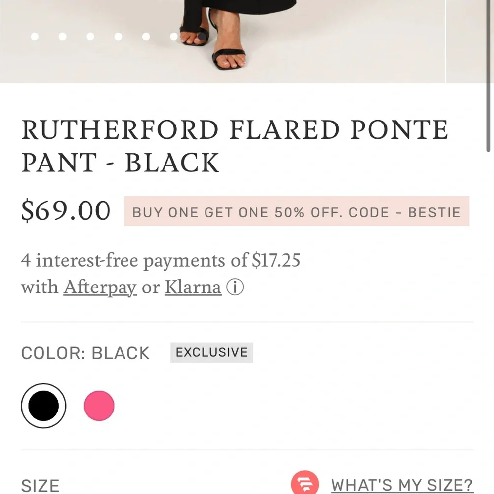 RUTHERFORD FLARED PONTE PANT - BLACK - Picture 6 of 6